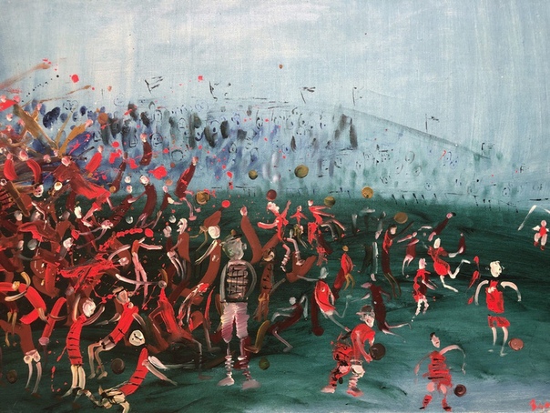 Сегодня день рождения у футболиста Дэвида Бекхэма. Тайно (окей, уже не тайно) лелеем надежду, что когда-нибудь он с Викторией к нам приедет, а мы покажем ему картины про настоящий русский футбол. Например, работу Арона Зинштейна «Футбол» и «Ворота» Владимира Мигачева. Вам можем показать в любой рабочий день в постоянной экспозиции музея.