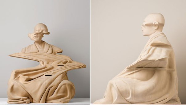 Австралийский художник Paul Kaptein создал скульптуры буддийских монахов во время медитации. Деревянные фигуры выглядят искаженными, как будто зритель своими глазами наблюдает, как происходит сдвиг сознания во время полного погружения в себя.