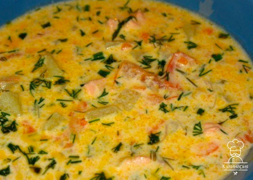 СЛИВОЧНЫЙ СУП С СЁМГОЙ.