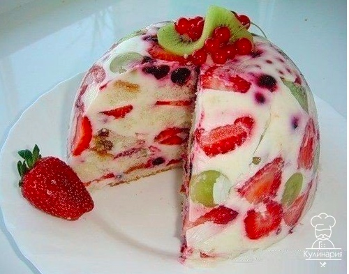 Лёгкий тортик с фруктами