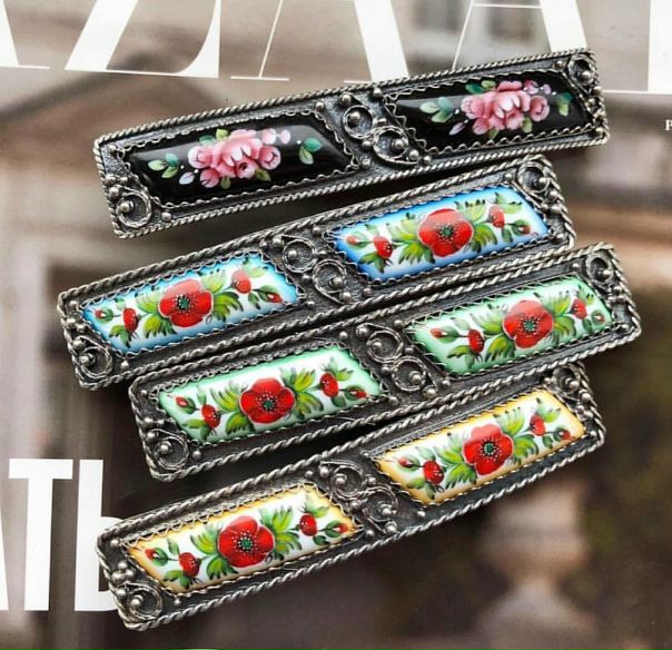 Заколки в наличии. Финифть. Ручная работа