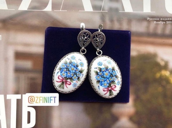 Серьги в технике Финифть. Ручная работа.