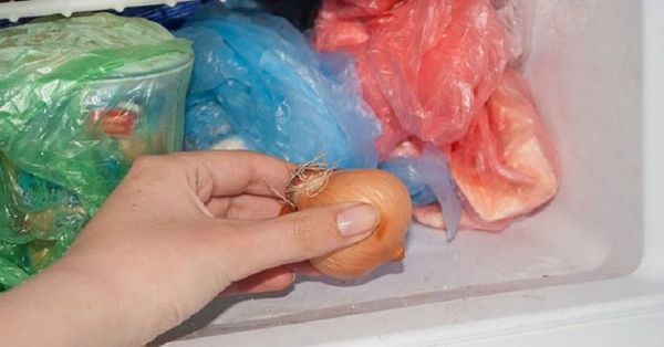 Всегда кладу лук в морозильник. 