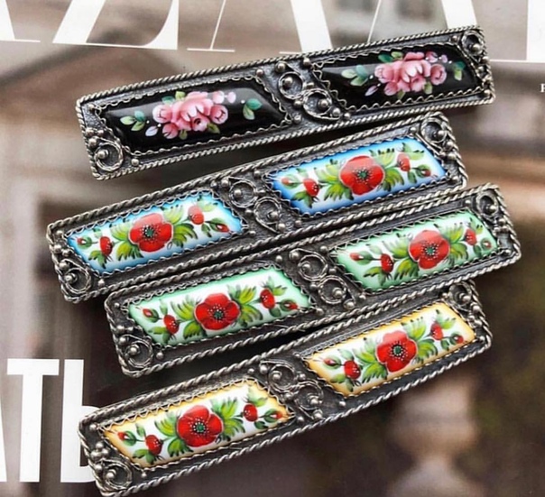 Заколки в наличии. Финифть. Ручная работа