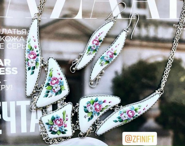 Комплект в наличии. Финифть. Ручная работа