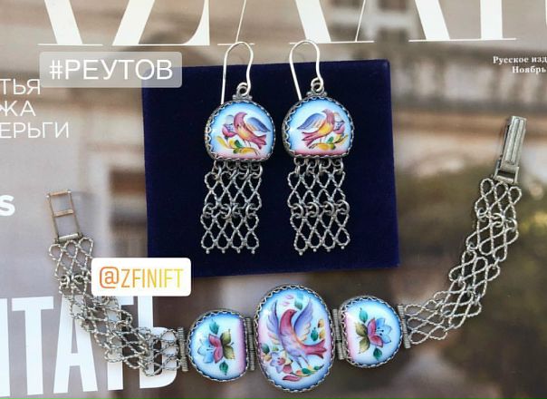 Комплект в наличии. Финифть. Ручная работа