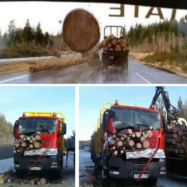Смотрели «Пункт Назначения» В Иркутской области воплотился в жизнь один из ваших самых страшных кошмаров. Грузовик на такой скорости въехал в лесовоз, что оказался нашпигованным брёвнами. Но всё обошлось, все живы