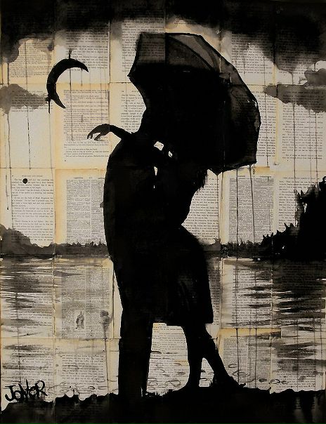 Австралийский иллюстратор Loui Jover рисует тушью на полотнах, созданных из старых книжных страниц, нотных листов и прочей винтажной бумаги. 