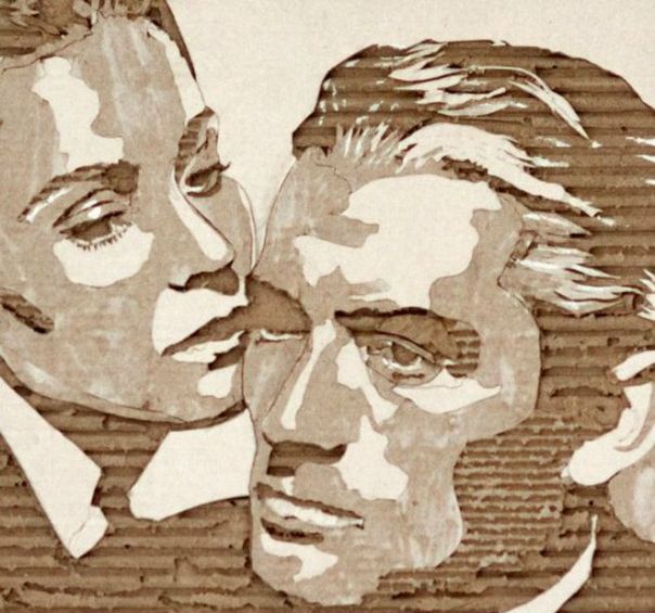 Английский художник Giles Oldershaw обладает необычным талантом: он может превратить кусок обыкновенного картона в замечательный портрет. Как правило, он «рисует» знаменитостей. Среди его работ можно увидеть изображения Мэрилин Монро, Марлона Брандо и других.