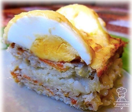 Мясная запеканка с рисом