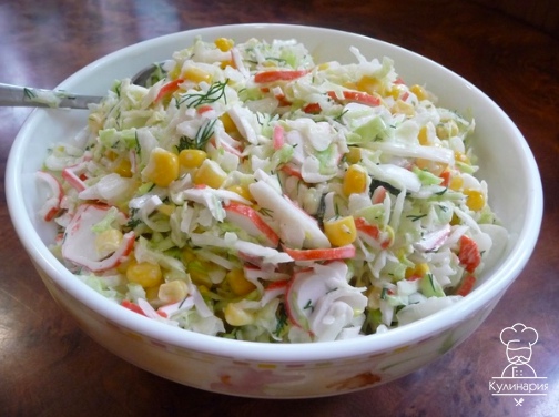 Салат из крабовых палочек с пекинской капустой