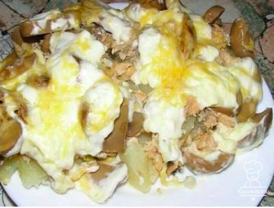 Картошка с мясом и грибами в мультиварке