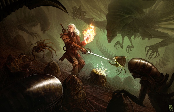 Geralt vs Aliens by #PrzemekGul