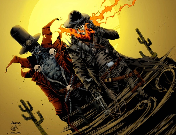 Gunslinger Spawn and Western Ghost Rider by #Malkamok